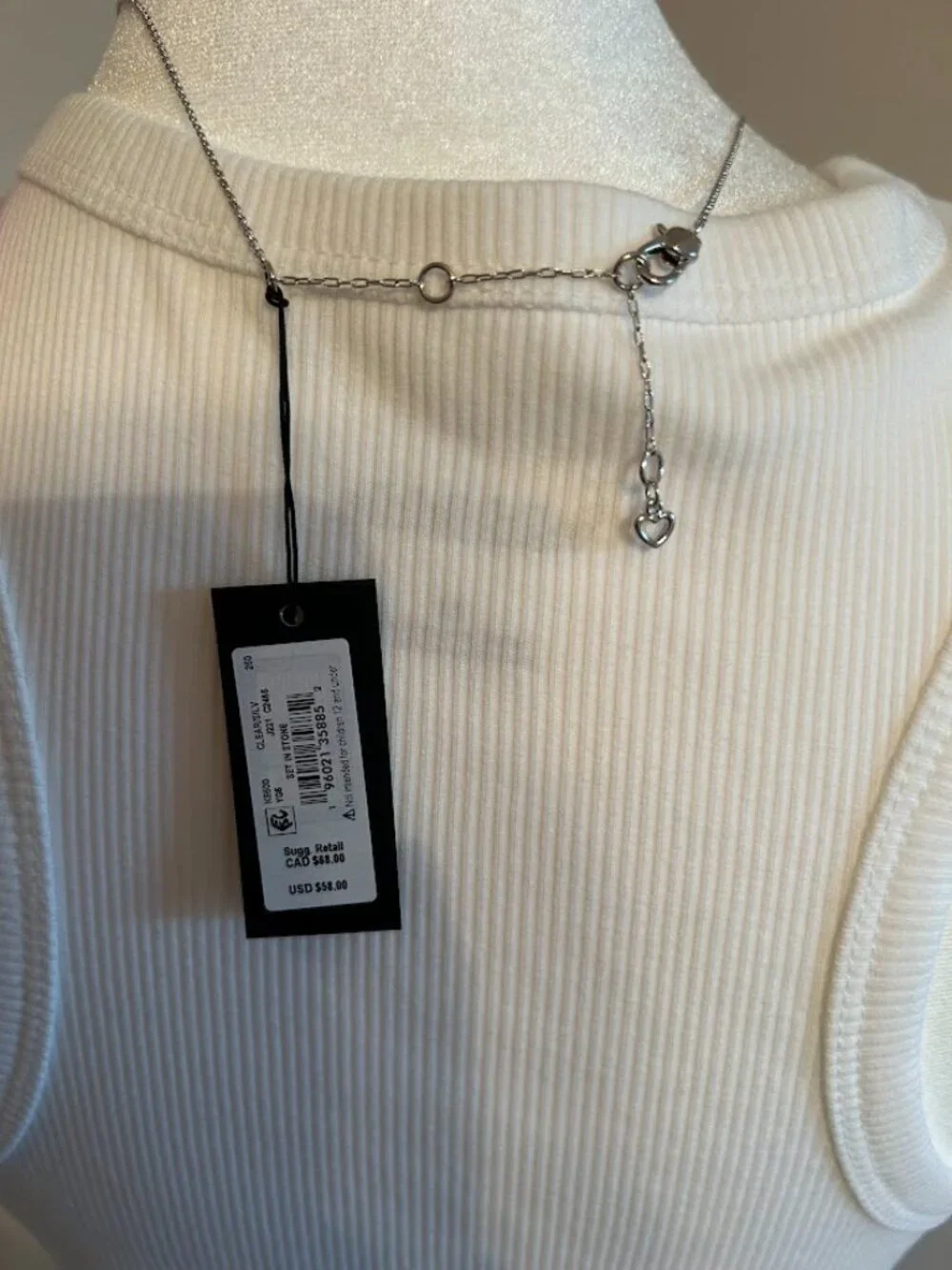 NWT Kate Spade Silver Sparkle Pendant Necklace & Earrings Set with Dust Bags